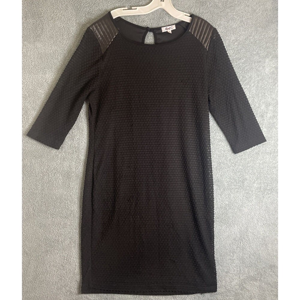 Monif C Dress Womens 1X Black Sheath‎ Half Sleeve Knee Length Cocktail Career